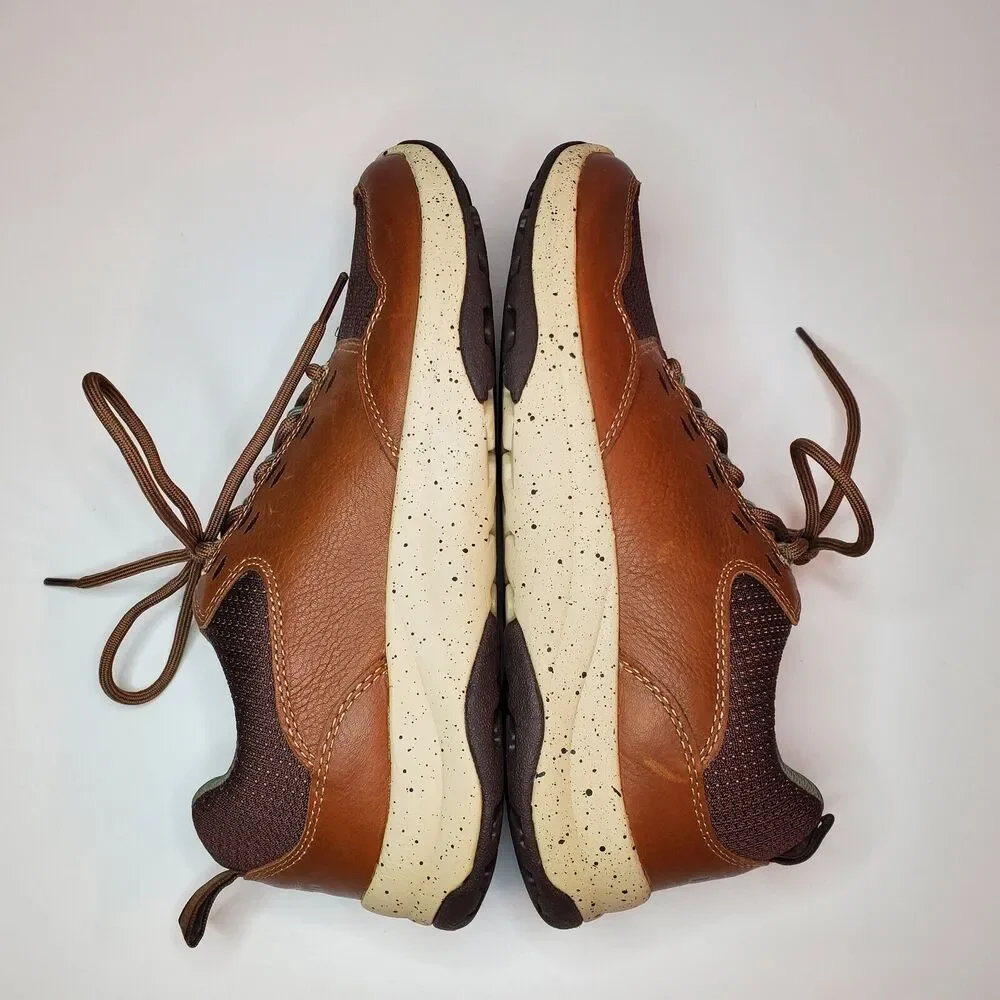 LL Bean Womens 9 M Brown Leather Mesh Trail Walking Shoes 503165 Speckled Midsol